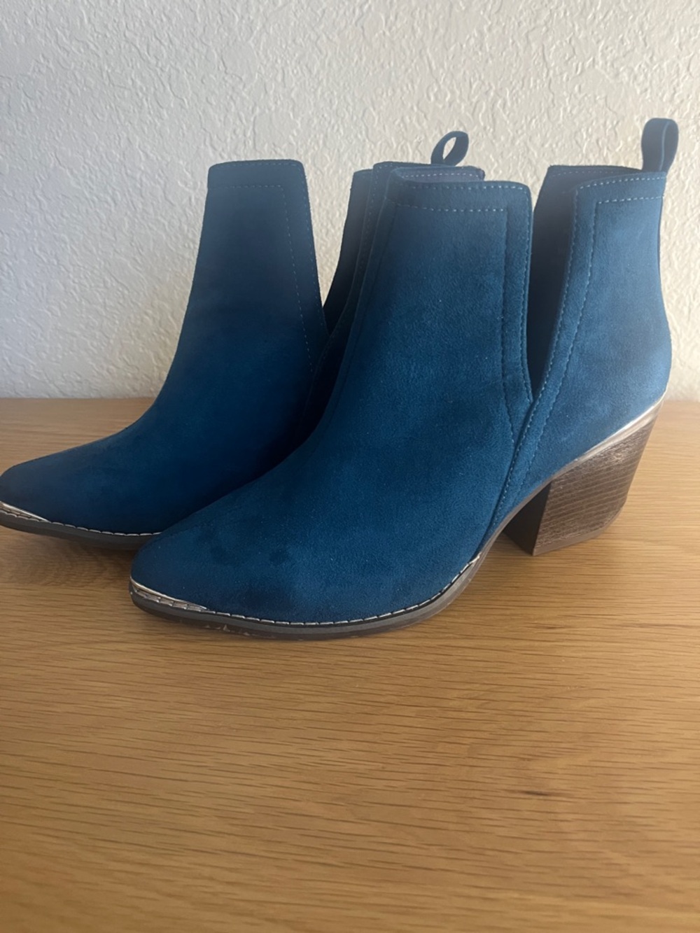 Journee Collection Navy Suede Cut-Out Ankle Booties